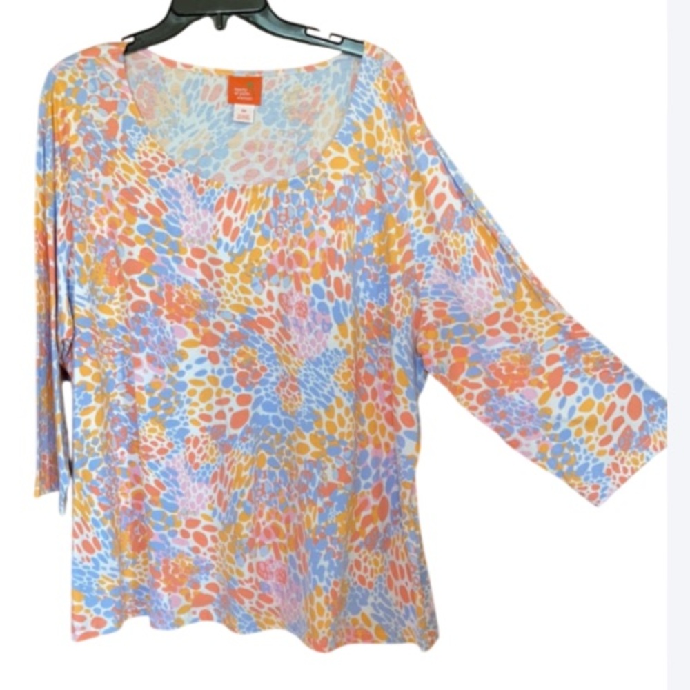 Hearts of Palm abstract print top with stretch 3X